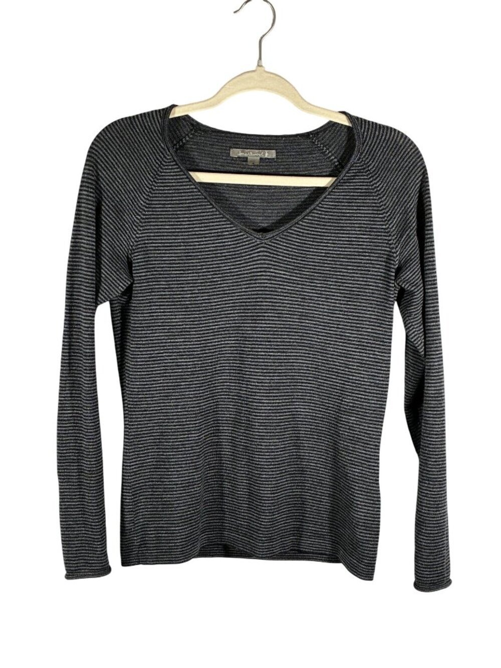 Smartwool Womens V-Neck Long Sleeve Striped Merino Wool Blend Sweater Size S